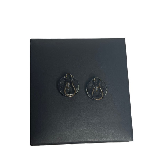 Vintage Bronze Button Clip Back Earrings w/faux Ruby and Amber Rhinestones - Picture 4 of 8